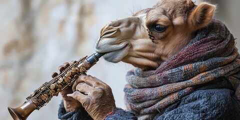 Camel Playing a Unique Musical Instrument