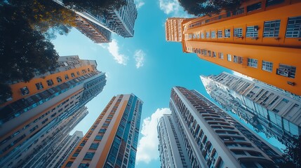 Aufkleber - Outdoor billboard advertisement mockup background of buildings in big cities : Generative AI