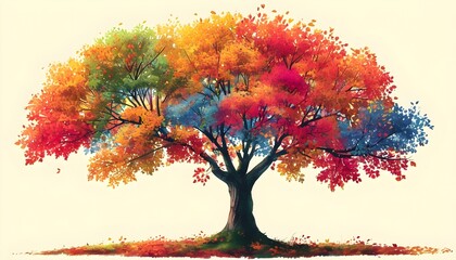 Wall Mural - Vibrant autumn tree showcasing colorful leaves, embodying the beauty of the season for nature-inspired projects and designs