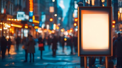 Wall Mural - billboard at street corner blank poster and advertising ad space digital outdoor lightbox base for mockup empty display panel glass design soft streetscape urban background with blurre : Generative AI