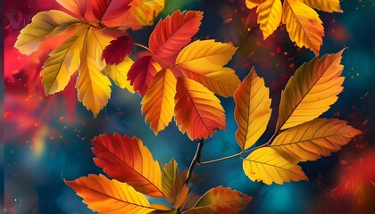 Wall Mural - Stunning Autumn Leaves Creating a Vibrant Visual Display for Seasonal Themes and Nature-Inspired Designs