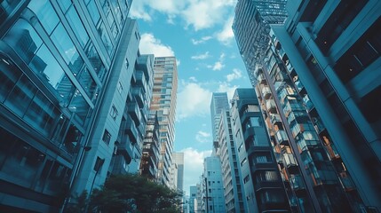 Aufkleber - Outdoor billboard advertisement mockup background of buildings in big cities : Generative AI