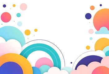 Poster - Colorful abstract design featuring clouds and circles.