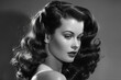 © KirKam - Classic Hollywood glamour portrayed by a woman with elegant retro waves, in a timeless black and white photo