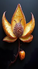 Wall Mural - Close-Up of a Unique and Exotic Flower with Dew Drops