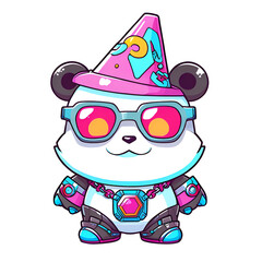 Poster - A cartoon panda wearing sunglasses and a pink hat