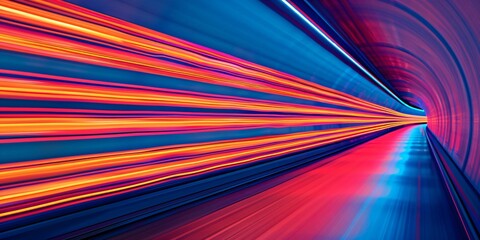 Wall Mural - Abstract Light Trails in Tunnel: A Colorful Journey of Speed