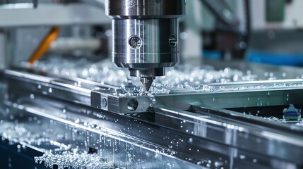Wall Mural - cnc machine producing metal frames