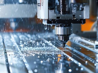 Wall Mural - cnc machine producing parts for electronics