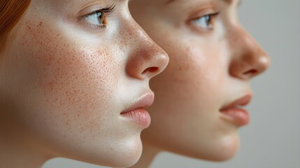 Detailed comparison of nose and chin, with visible blackheads before deep pore cleansing and smooth, blackhead-free skin after treatment