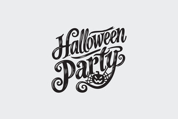 Wall Mural - Happy Halloween Party handwritten text. Hand lettering typography. Modern brush ink calligraphy isolated on white background for holiday banner, poster, greeting card, party invitation.