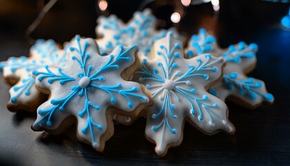 Poster - christmas snowflake on a blue background