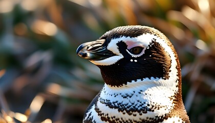 Wall Mural - Adult Magellanic penguin basking in the sun on a warm afternoon