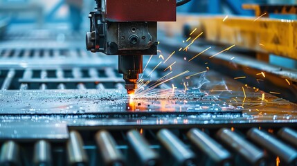 CNC plasma cutter on a factory floor