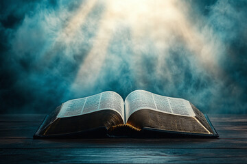 An open Bible with light rays emanating from its pages, symbolizing the spark of inspiration and knowledge that comes when we read God's word