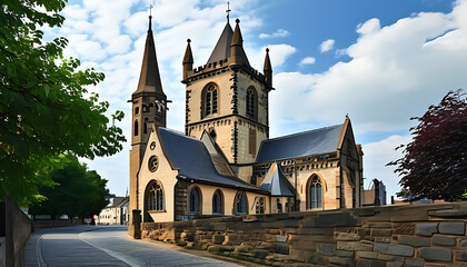 Gothic church tower with historical significance, becoming a city landmark.