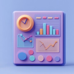 3D Dashboard Icon: Visual Tool for Monitoring Strategy Logo Illustration