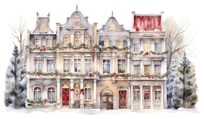 Sticker - PNG Christmas townhouse architecture building mansion.