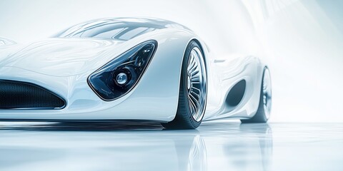 Wall Mural - Automotive photography of a sleek white sports car