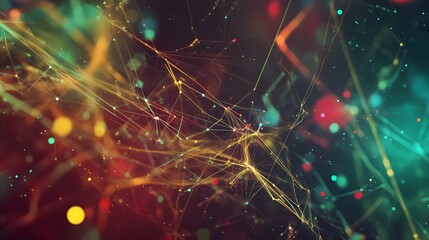 Poster - Abstract background with colorful lines and bokeh lights.