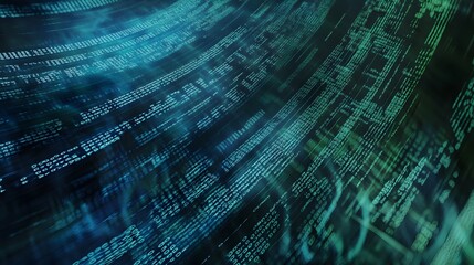Abstract digital code in blue and green. 