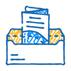 sending booklet in envelope by mail doodle icon sketch vector. sending booklet in envelope by mail sign. isolated symbol illustration