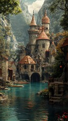 Poster - Enchanted Castle in a Mountain Valley