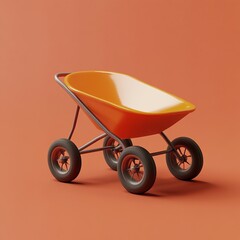 Poster - 3D Wheelbarrow Icon: Tool for Moving Garden Materials Logo Illustration