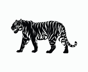 Wild animal tiger silhouette EPS vector isolated illustration template on a white background