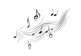 Wall Mural - A modern illustration of whole notes with a single continuous line art style. A minimalist representation of music symbol and sign.