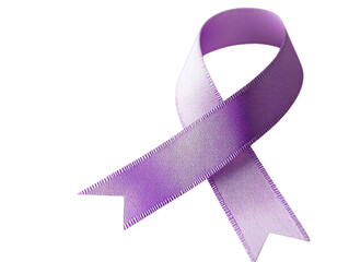 Purple awareness ribbon, symbol of support for causes, isolated on white background.  PNG transparent.