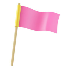 A vibrant pink flag waving gently, perfect for signaling, decoration, or adding a pop of color to any project., isolated on a transparent background.