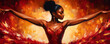 © MonkaLemonka - painting of african american ballet dancer isolated on red & orange hot background