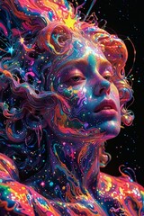 Psychedelic Woman with Vivid Colors