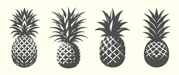 Silhouette of pineapple. Tropical pineapple vector, perfect for fresh and exotic design themes.