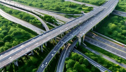 Wall Mural - Aerial Perspective of Busy Expressway Showcasing Essential Road Traffic Infrastructure