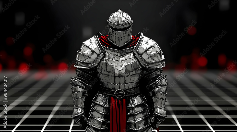 A Knight in Shining Armor Stands Tall and Proud, Wearing a Red Cape and ...