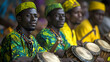 © Neural9 Project - A Group of Men in Traditional African Clothing Play Drums Together, Creating a Rhythmic and Vibrant Performance