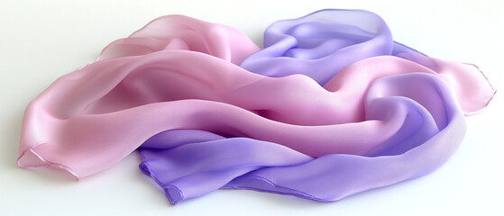 Delicate flowing silk fabric in soft pink and lavender hues creating an elegant and dreamy visual texture.