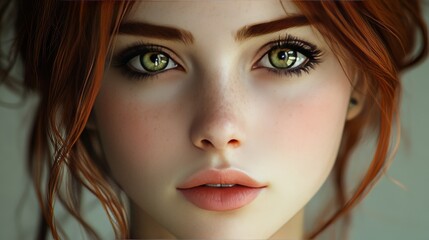 Wall Mural - A woman with green eyes and red hair