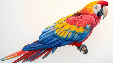 magnificent realistic Scarlet Macaw on white background