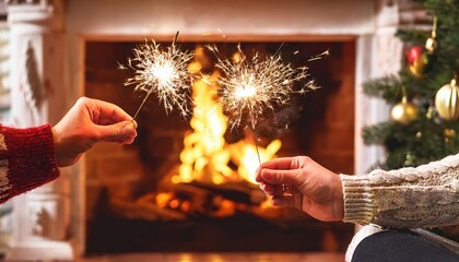 Wall Mural - new year! burning sparklers