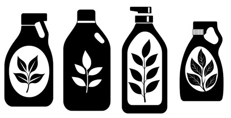 Modern icon of a detergent bottle with a leaf symbol showing its eco-friendliness