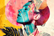 © ADDICTIVE STOCK CORE - Vibrant paper collage portrait of a woman. Generative AI image