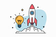 © Deivison - Light bulb and rocket, concept of idea and startup.