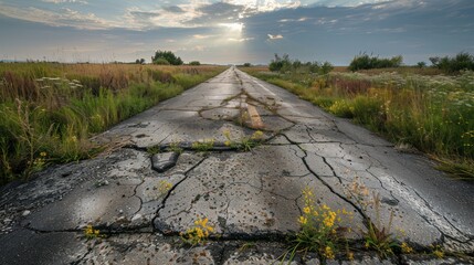 Sticker - Abandoned Road Leading into the Horizon