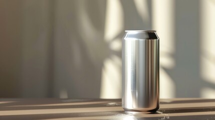 Poster - Silver Can on Table with Sunlight