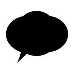 Stylized black speech bubble icon representing communication and dialogue in graphic design