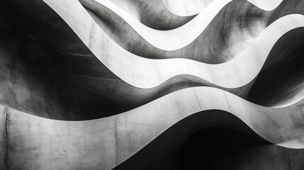 Canvas Print - Abstract waves of concrete create a dynamic architectural design.