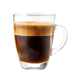 Steamy hot Americano with a rich, full flavor, served in a clear glass. isolated on transparency background